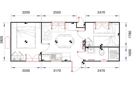 mobile homes per campeggi e villaggi vacanze - Modello Alice